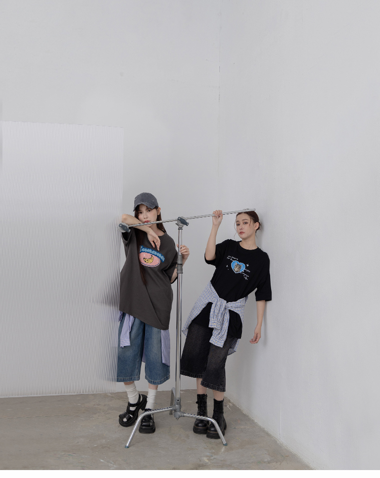 ヴィンテージ7分ワイド丈デニムパンツ 2色展開 S/M/L