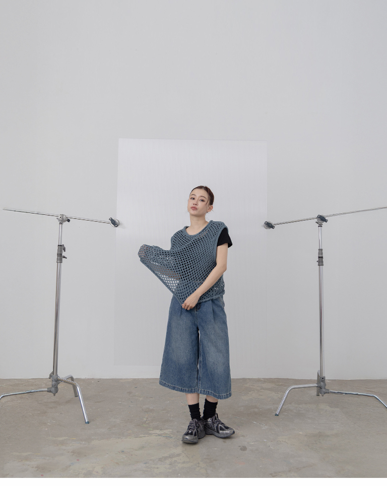 ヴィンテージ7分ワイド丈デニムパンツ 2色展開 S/M/L