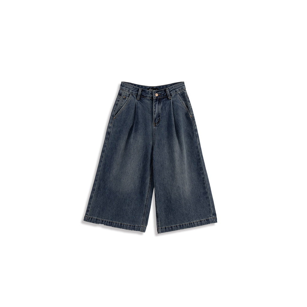 ヴィンテージ7分ワイド丈デニムパンツ 2色展開 S/M/L