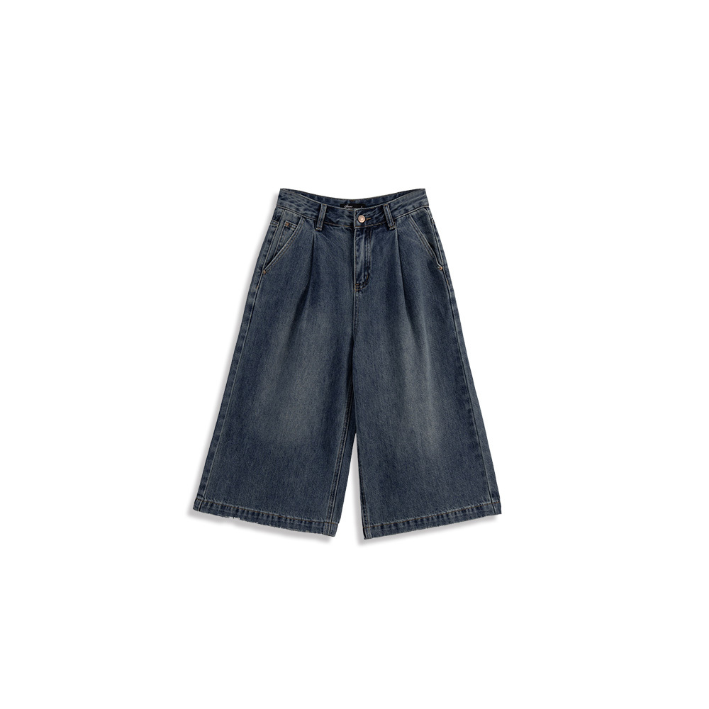 ヴィンテージ7分ワイド丈デニムパンツ 2色展開 S/M/L
