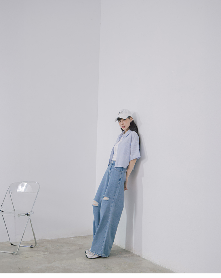 ストレートダメージデニムパンツ
