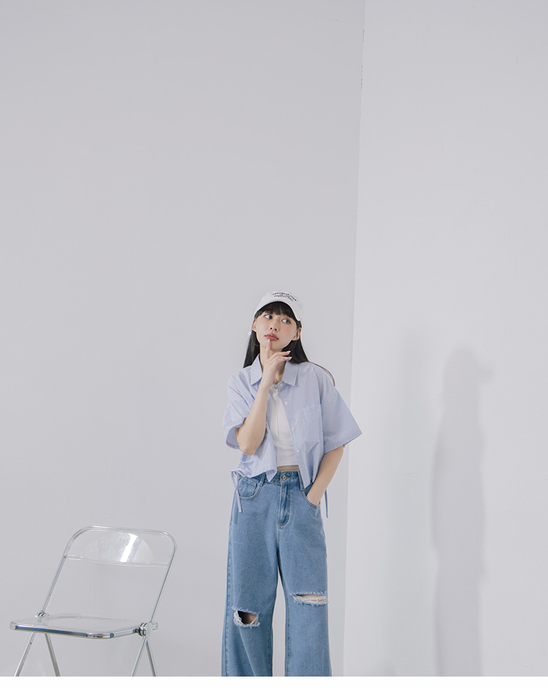 ストレートダメージデニムパンツ