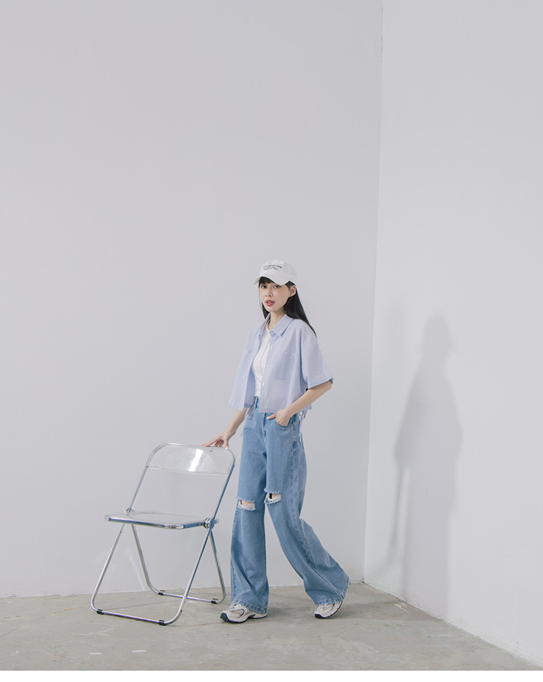 ストレートダメージデニムパンツ