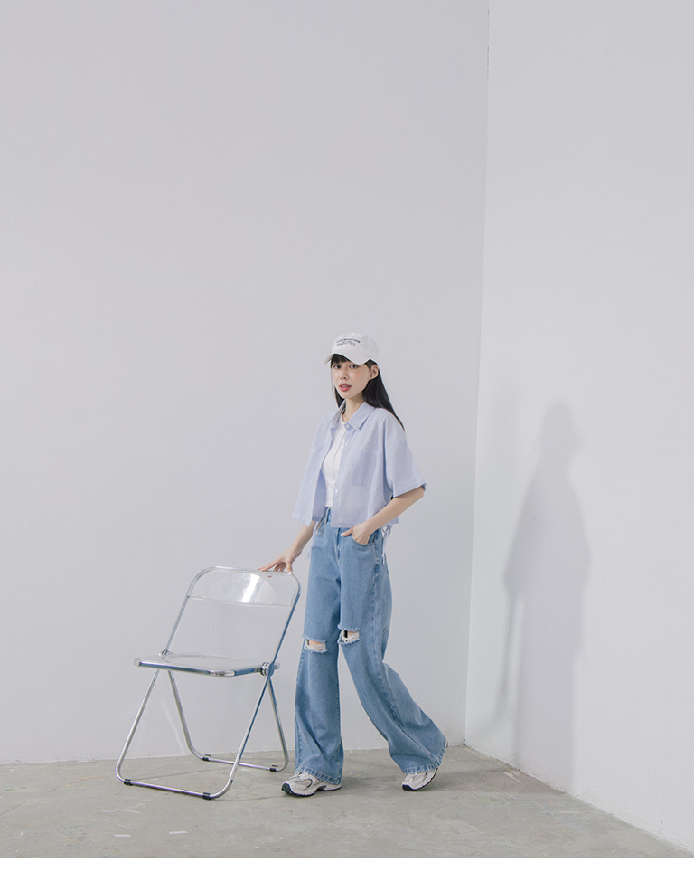 ストレートダメージデニムパンツ