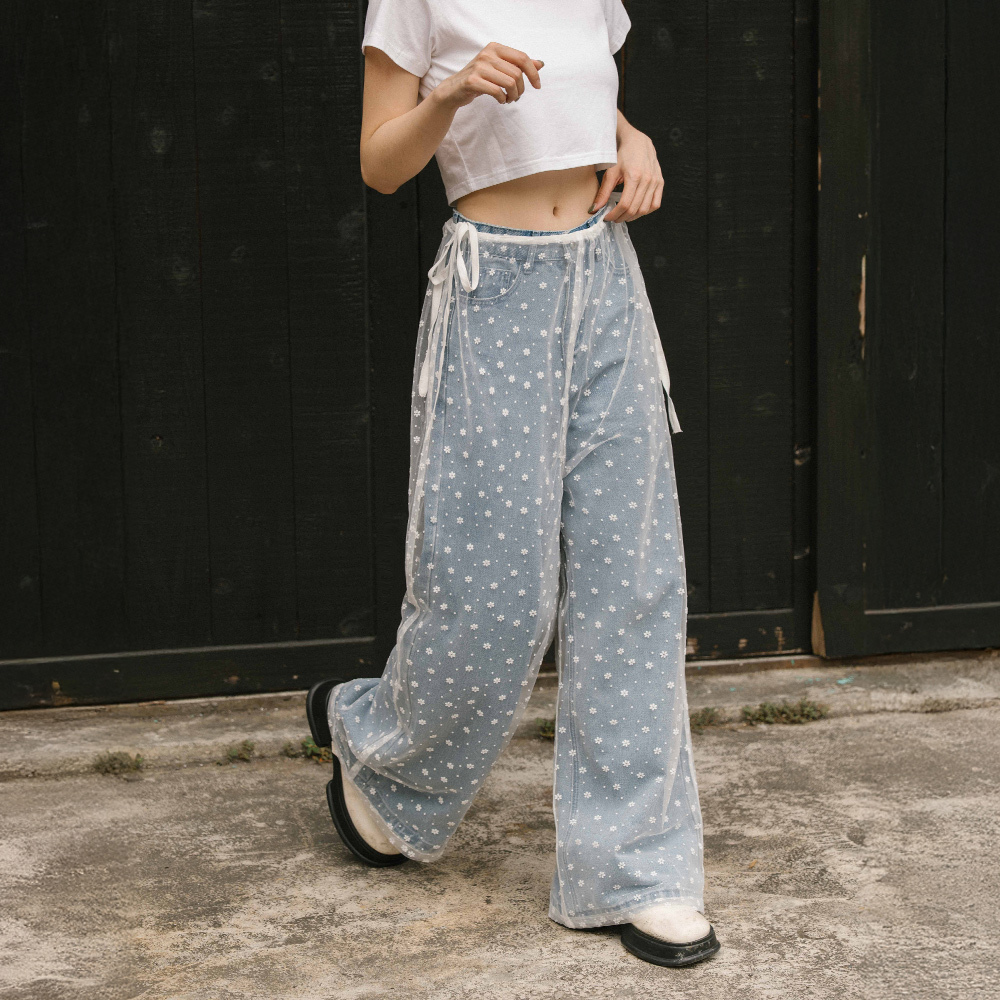 メッシュレイヤードデニムパンツ S/M/L