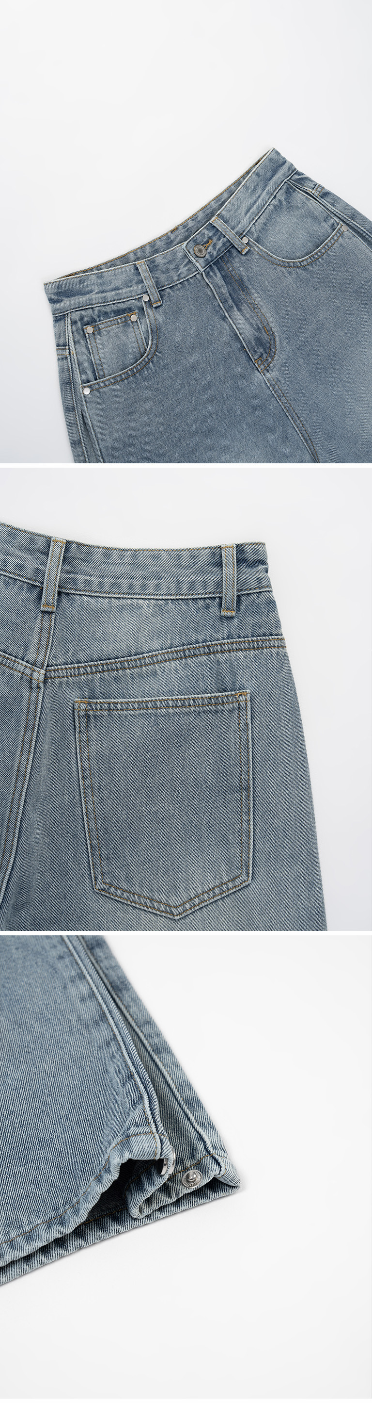 ユニセックスプリーツデニムパンツ