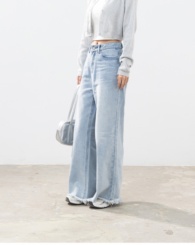 カットオフストレートデニムパンツ