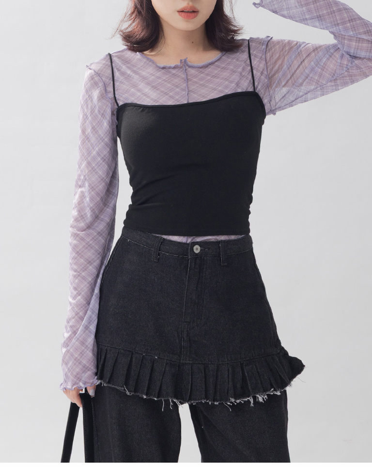 レイヤード風ストレートジーンズ