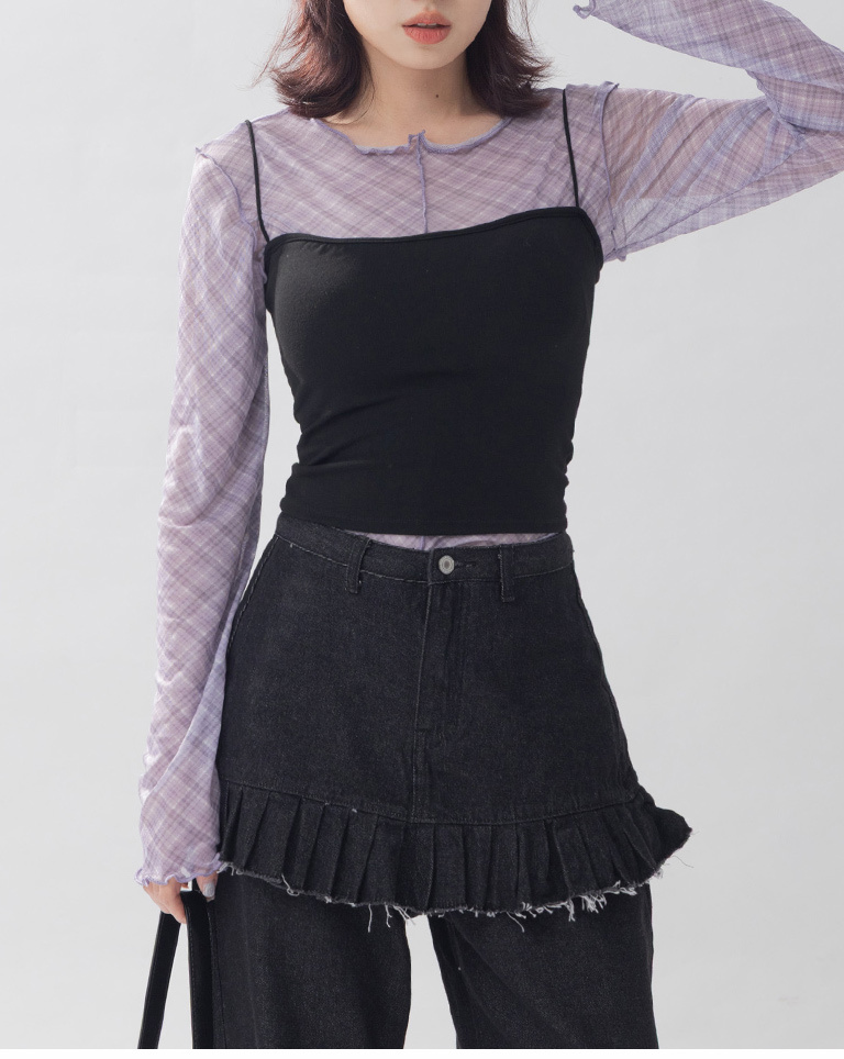 レイヤード風ストレートジーンズ