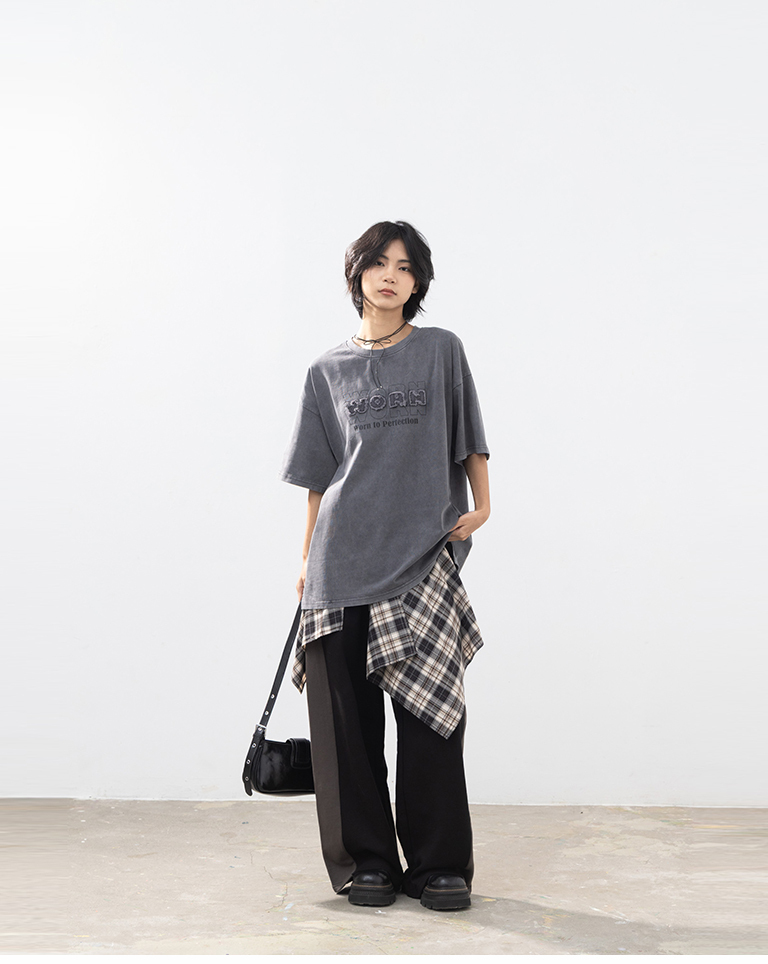 バイカラーローライズコットンパンツ