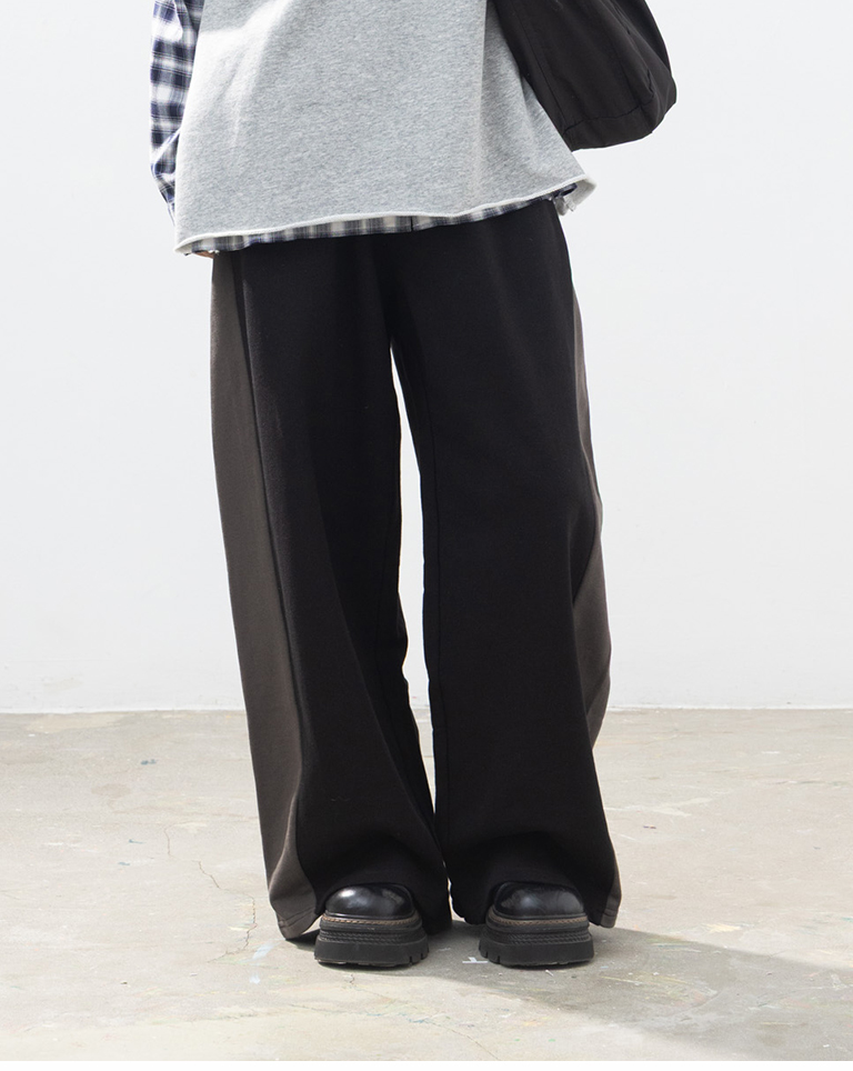 バイカラーローライズコットンパンツ