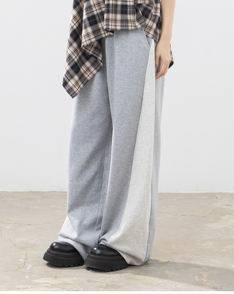 バイカラーローライズコットンパンツ