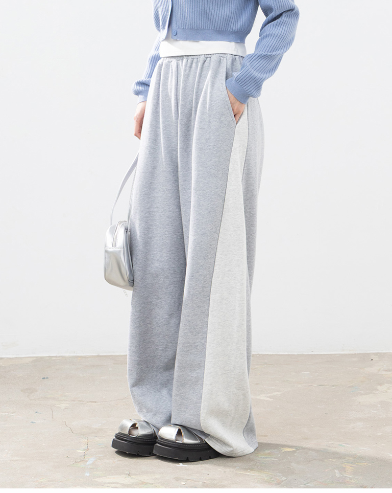 バイカラーローライズコットンパンツ