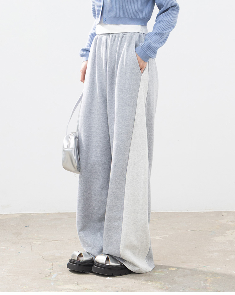 バイカラーローライズコットンパンツ