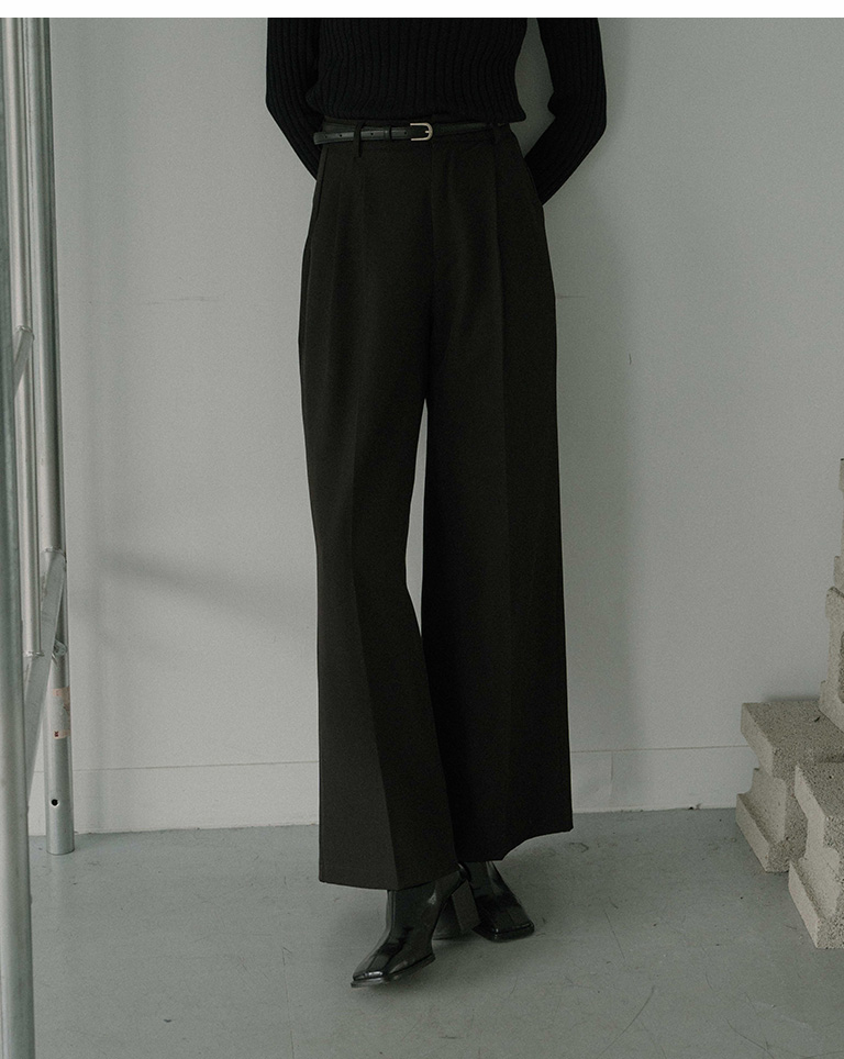 ベルト付きワイドスラックス ブラック