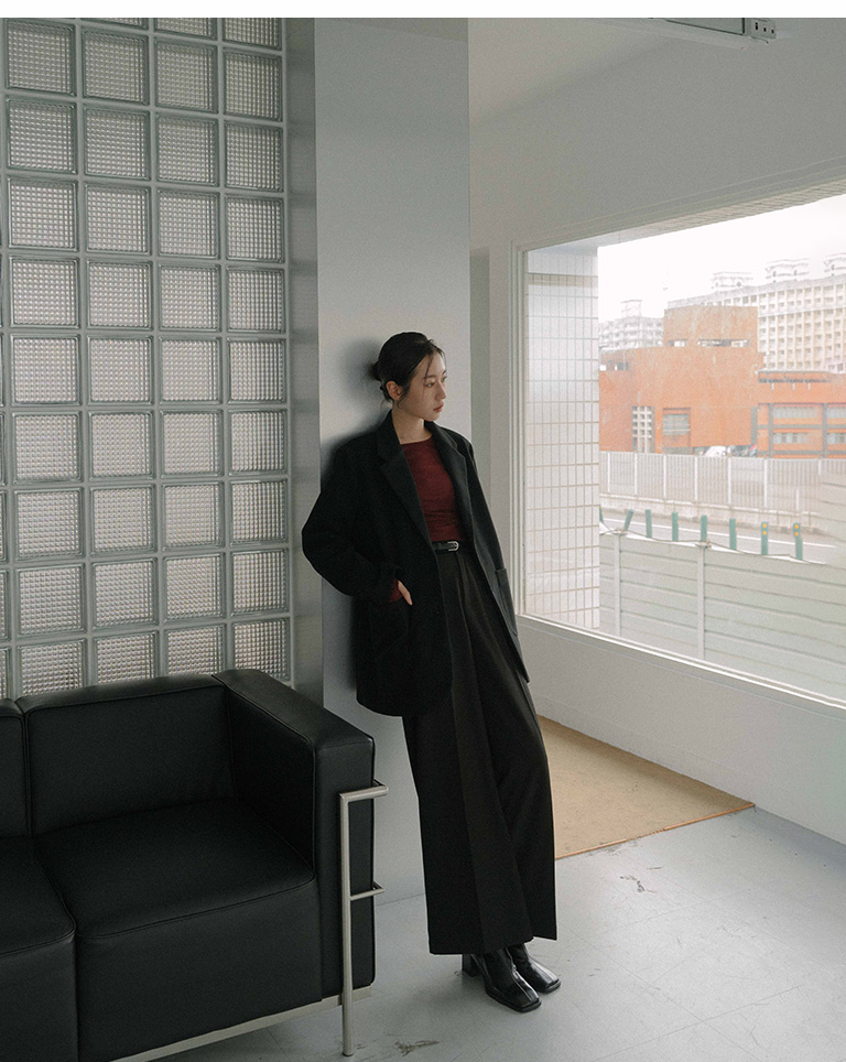 ベルト付きワイドスラックス ブラック