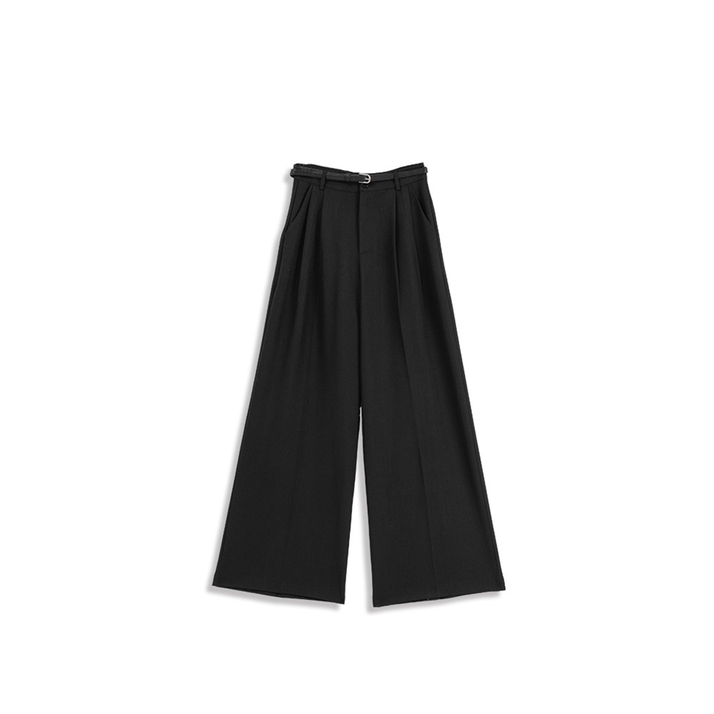 ベルト付きワイドスラックス ブラック