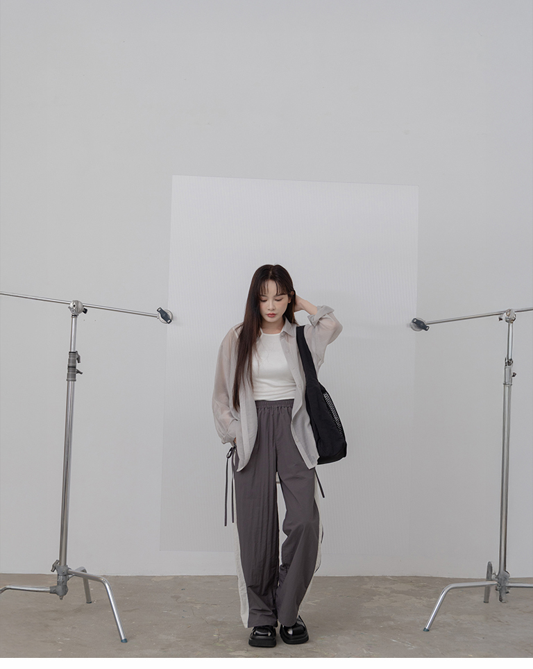 サイドラインリボンレースアップパンツ 2色展開