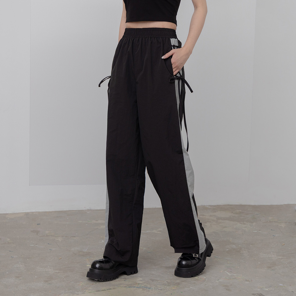 サイドラインリボンレースアップパンツ 2色展開