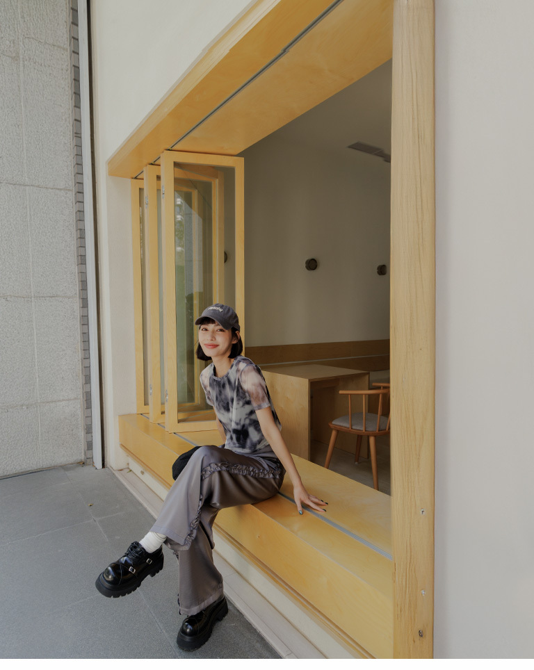 サテンサイドフリルスラックス S/M 04101936