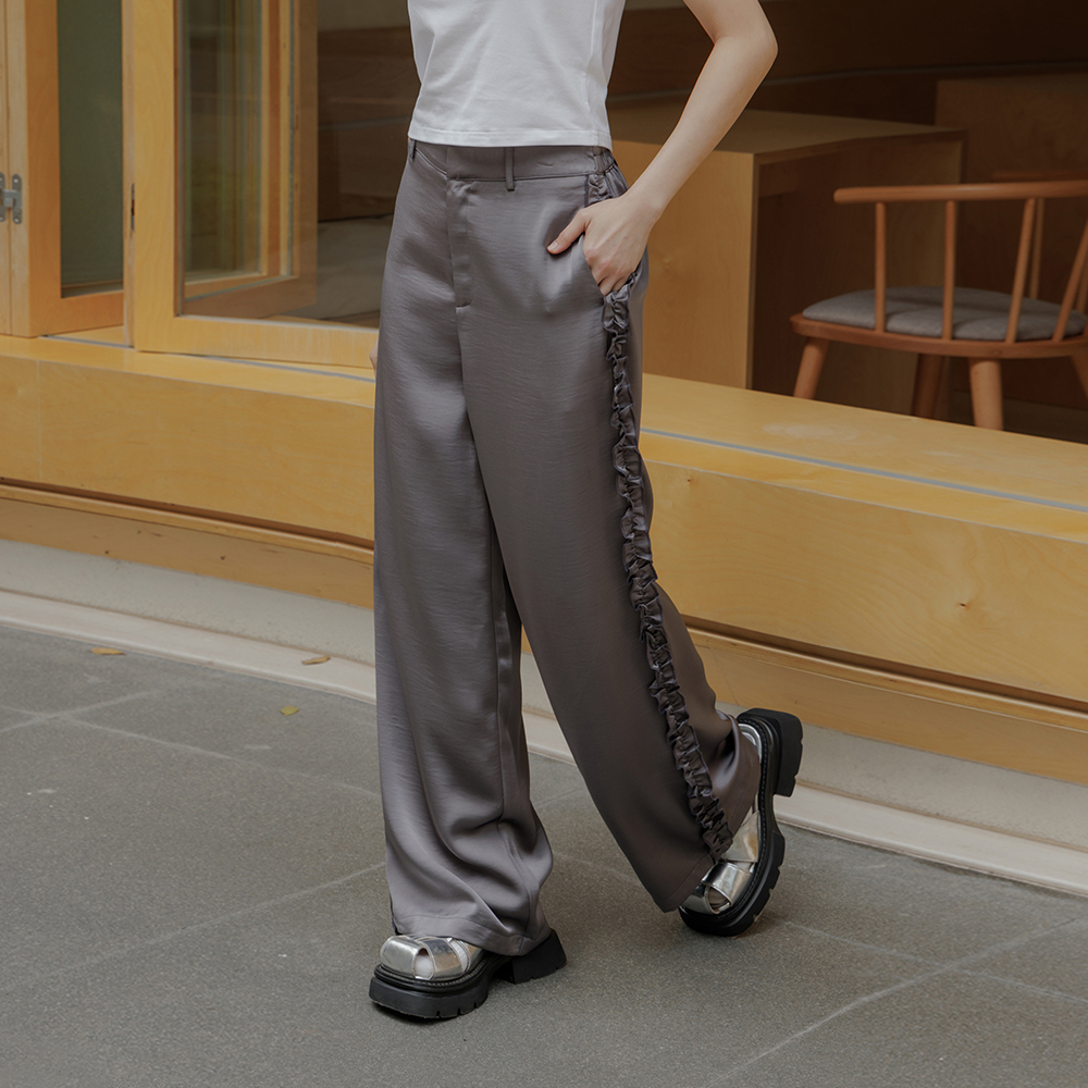 サテンサイドフリルスラックス S/M 04101936