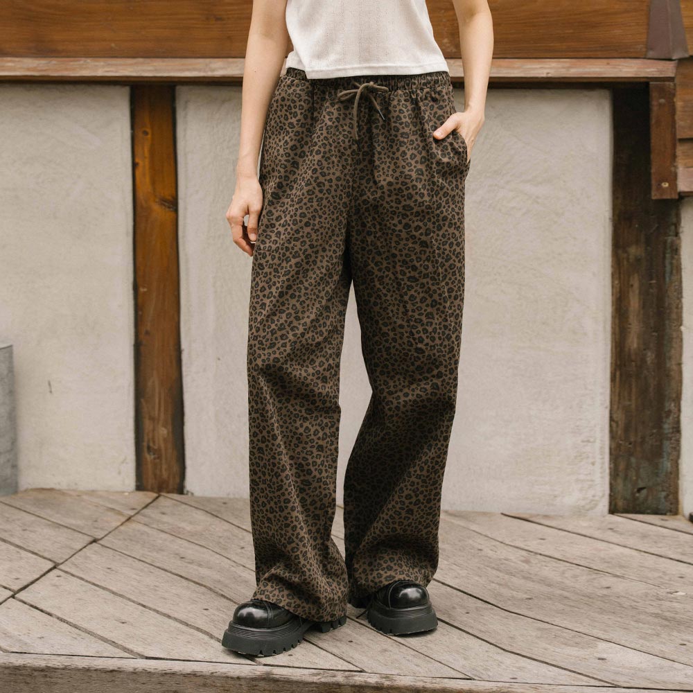 豹柄ドロストストレートパンツ S/M/L