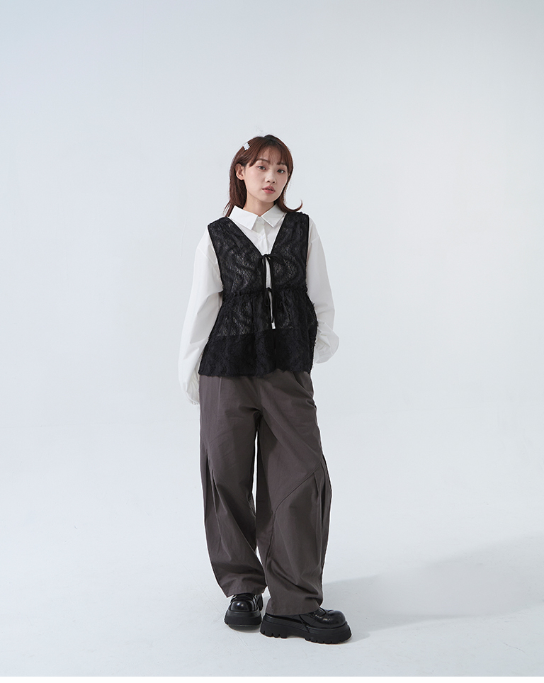 プリーツデザインキャップドパンツ2色展開