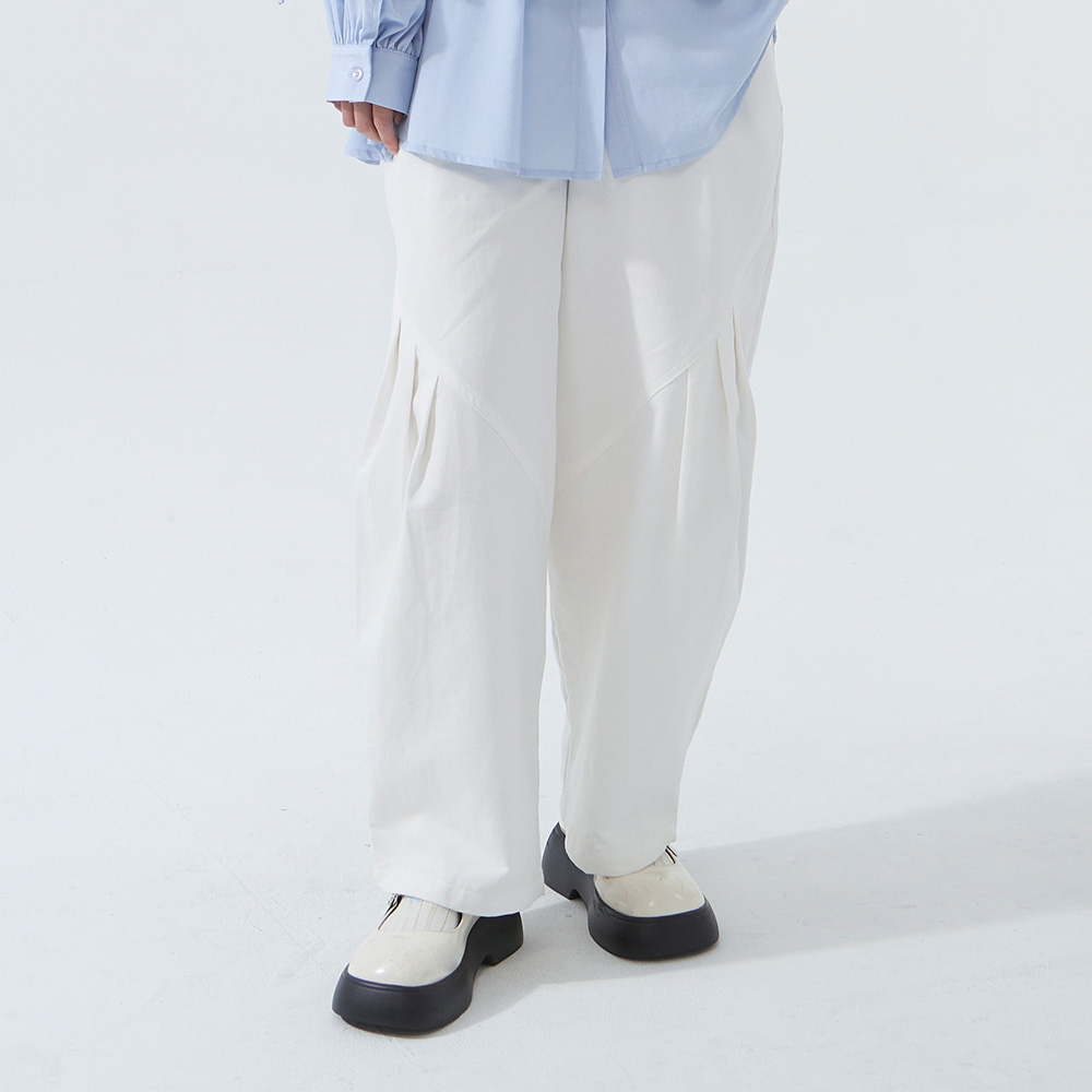 プリーツデザインキャップドパンツ2色展開