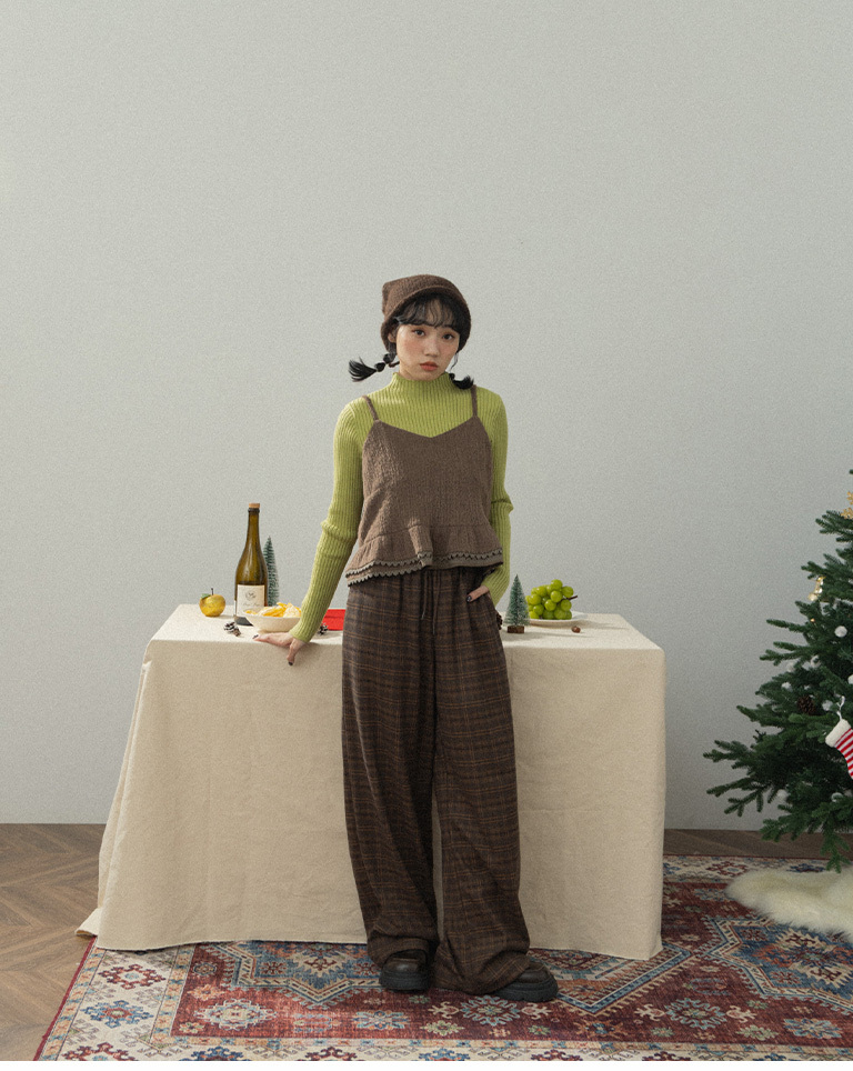 チェックウールパンツ