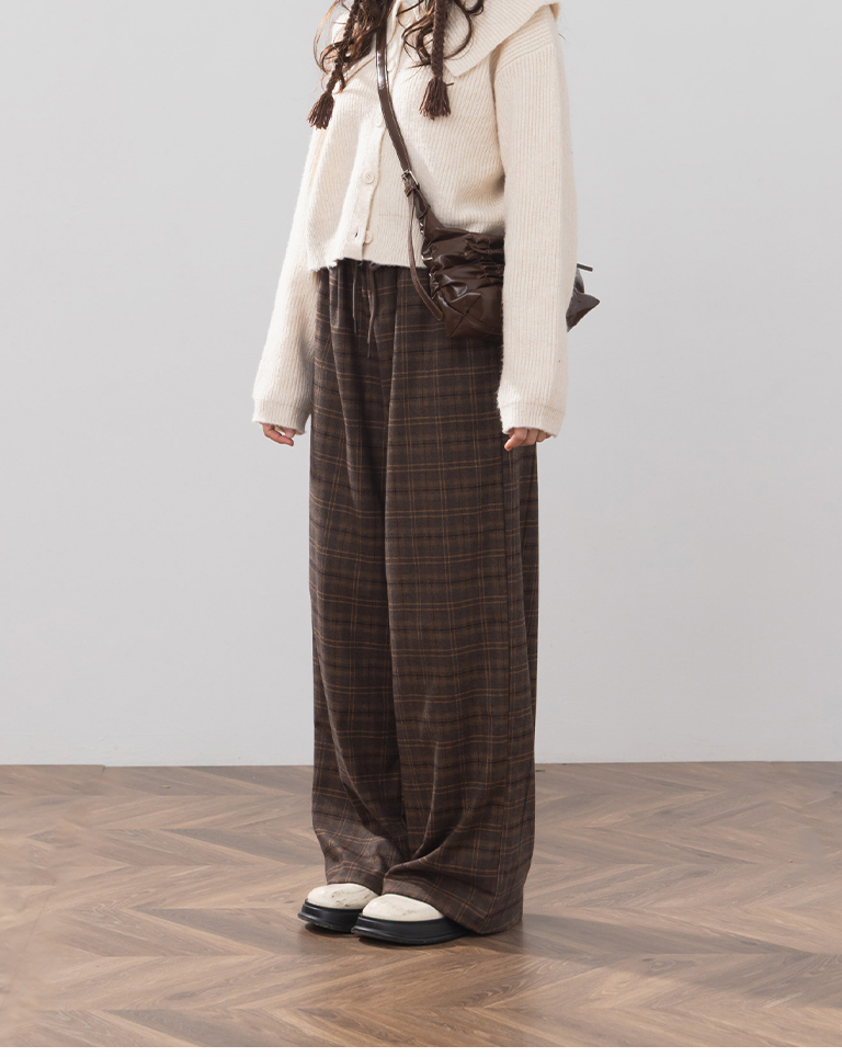 チェックウールパンツ