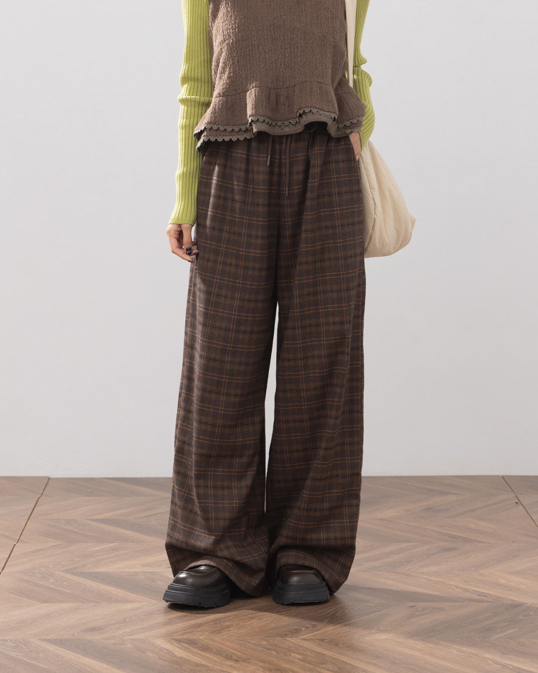 チェックウールパンツ