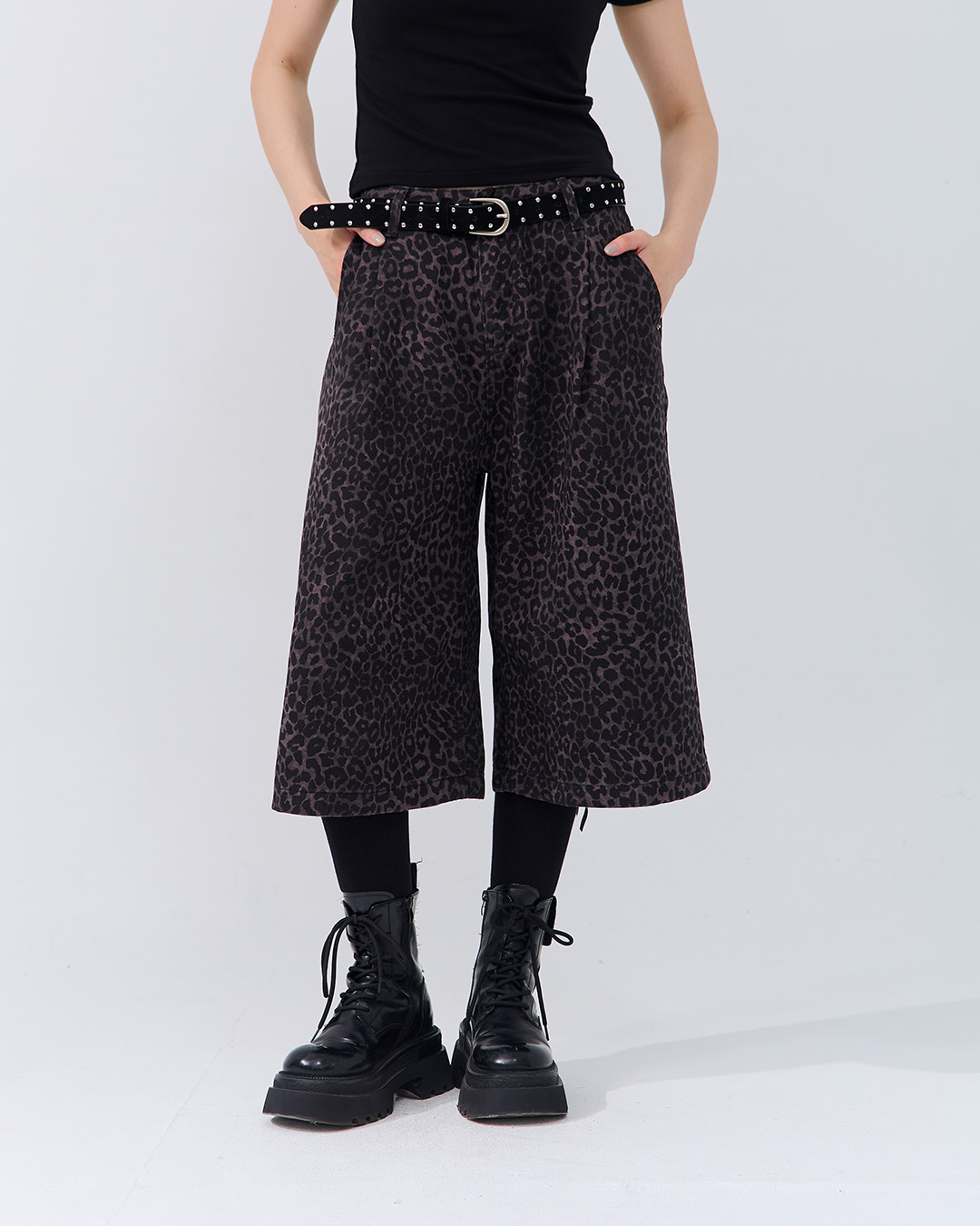 レオパードツイル七分丈パンツ