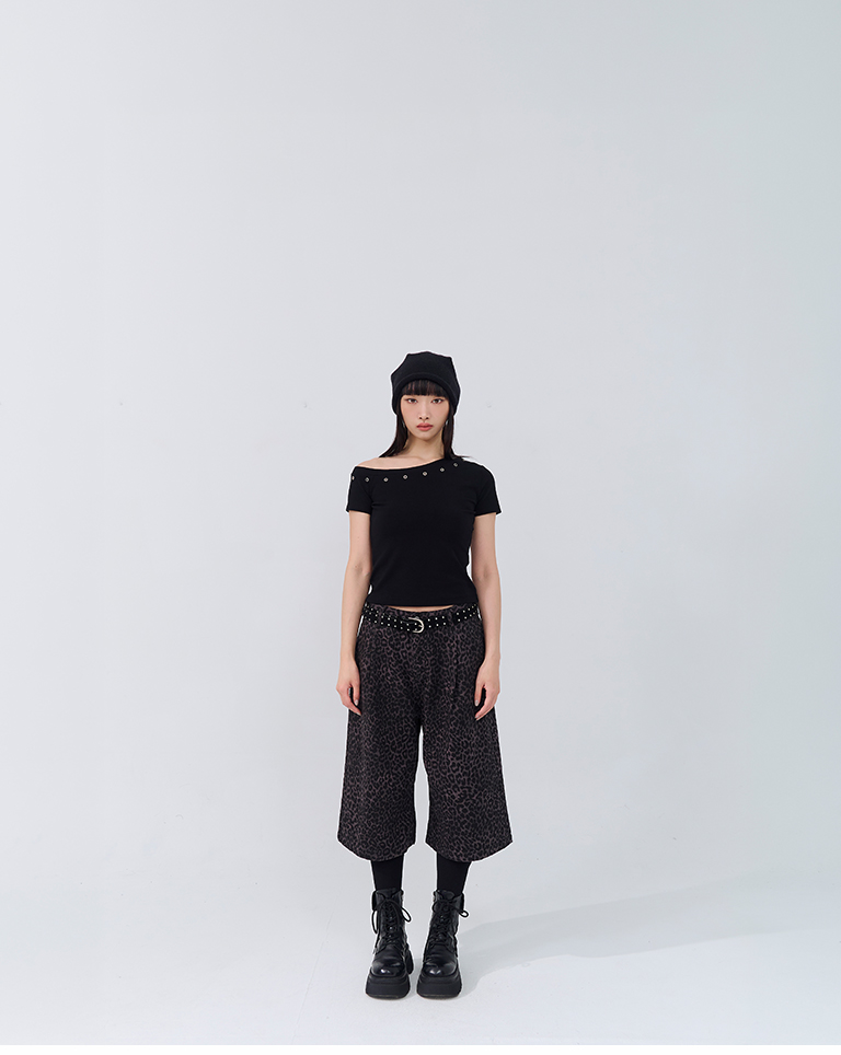 レオパードツイル七分丈パンツ