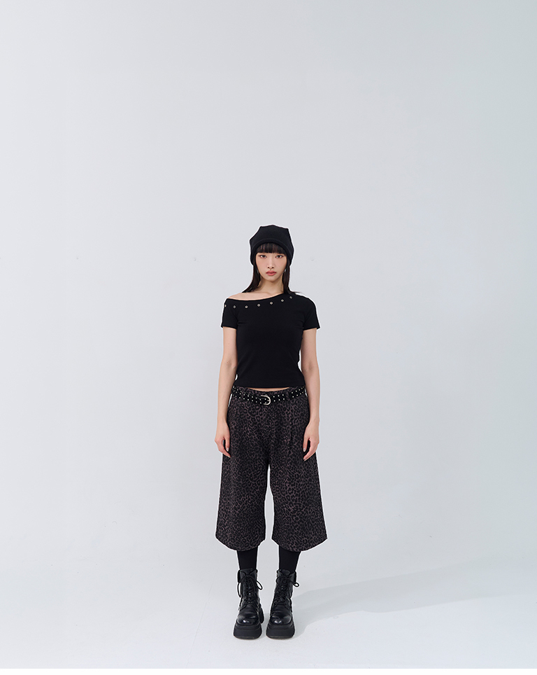 レオパードツイル七分丈パンツ