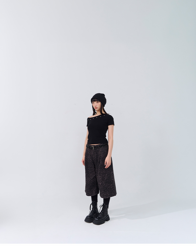 レオパードツイル七分丈パンツ