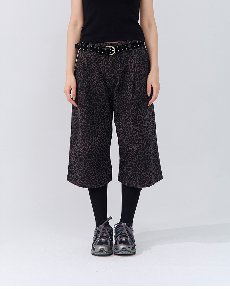 レオパードツイル七分丈パンツ