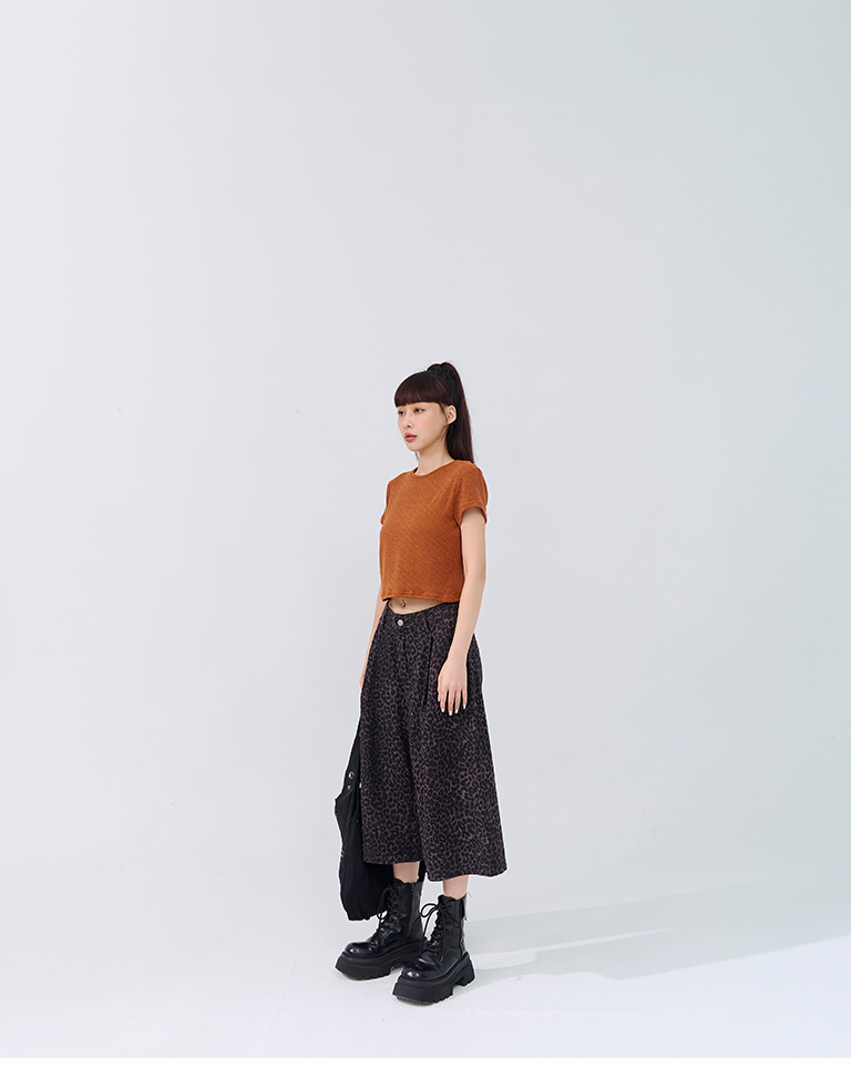 レオパードツイル七分丈パンツ