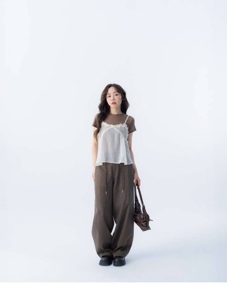 ウォッシュ加工コクーンパンツ 2色展開