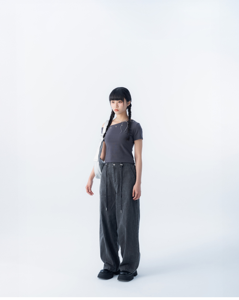 ウォッシュ加工コクーンパンツ 2色展開