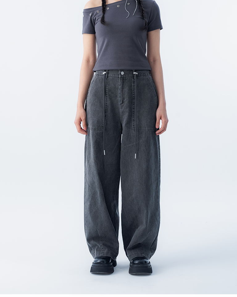 ウォッシュ加工コクーンパンツ 2色展開