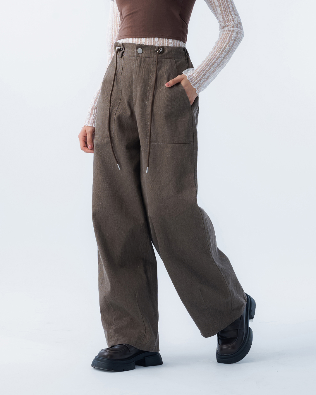 ウォッシュ加工コクーンパンツ 2色展開