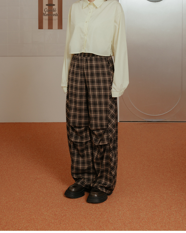 チェック切替ワイドパンツ