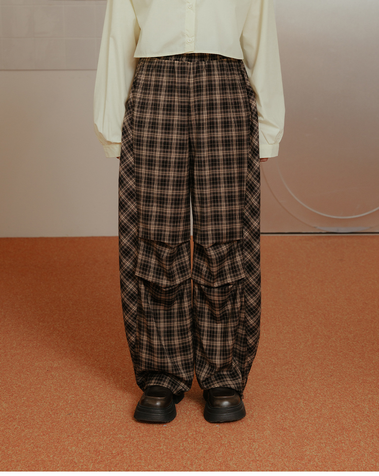 チェック切替ワイドパンツ