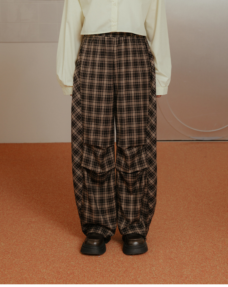 チェック切替ワイドパンツ