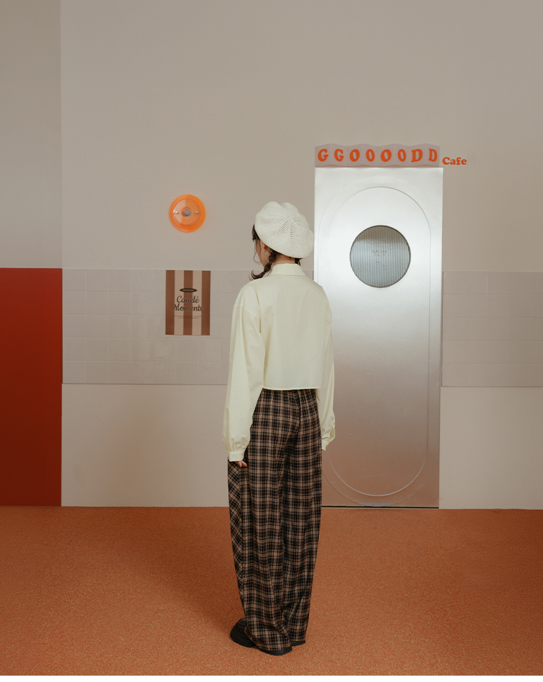 チェック切替ワイドパンツ