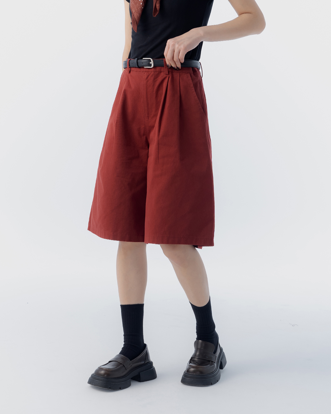 ベルト付きハーフパンツ 3色展開