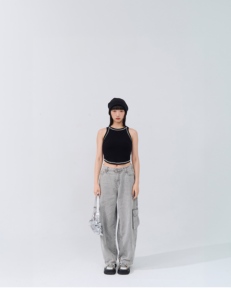 コクーンシルエットカーゴデニムパンツ