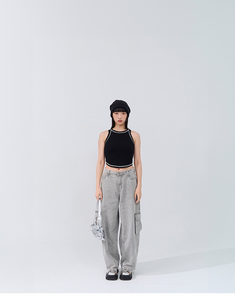 コクーンシルエットカーゴデニムパンツ