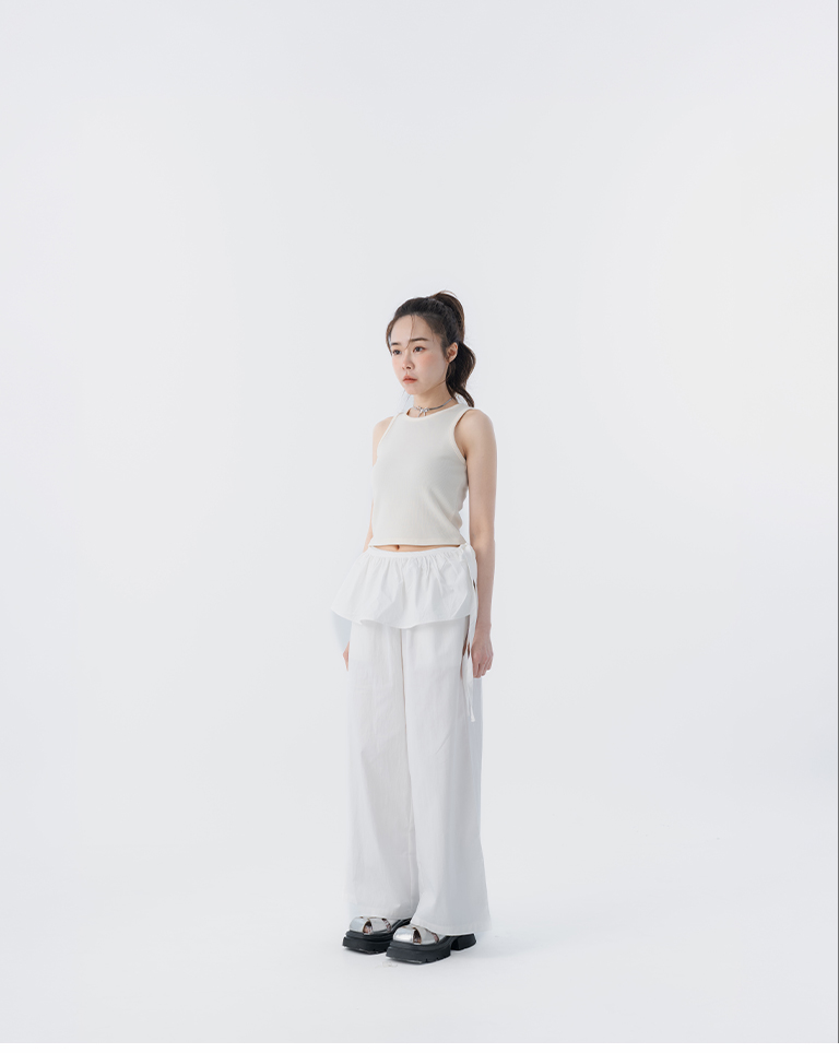 春12未到---2WAYフリルスカートレイヤードパンツ 3色展開