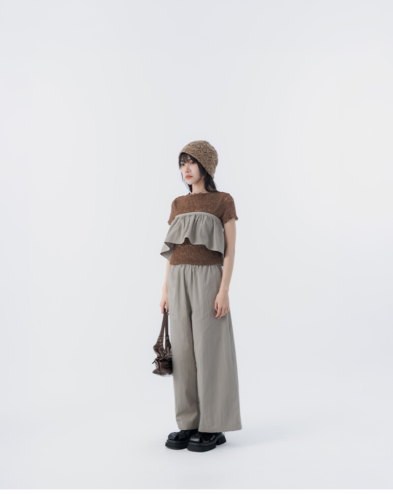 春12未到---2WAYフリルスカートレイヤードパンツ 3色展開